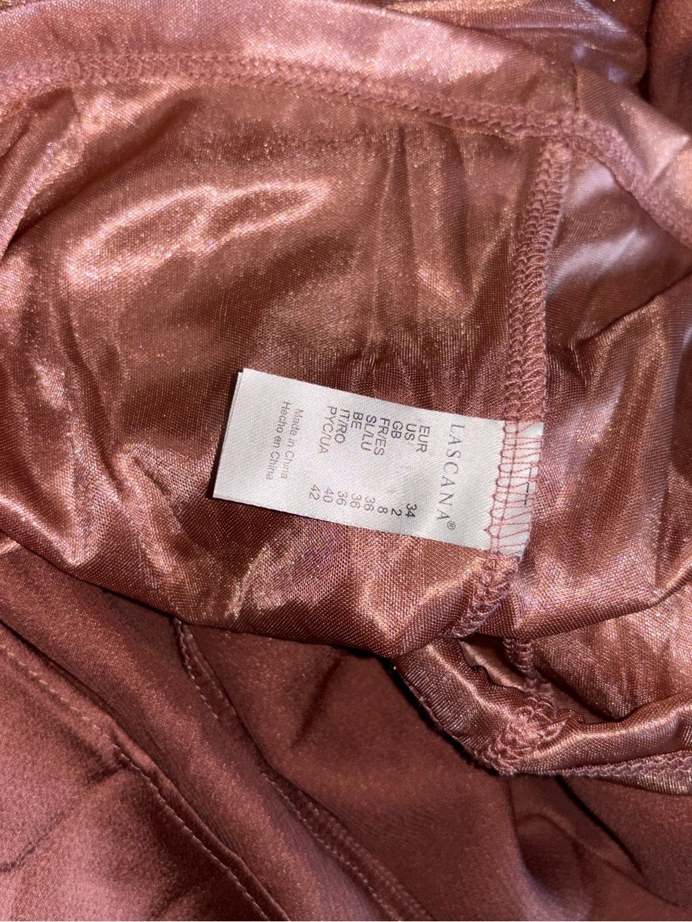 NWT LASCANA by VENUS Rust Satin Slip Dress with Spaghetti Straps size 2 - Picture 10 of 15